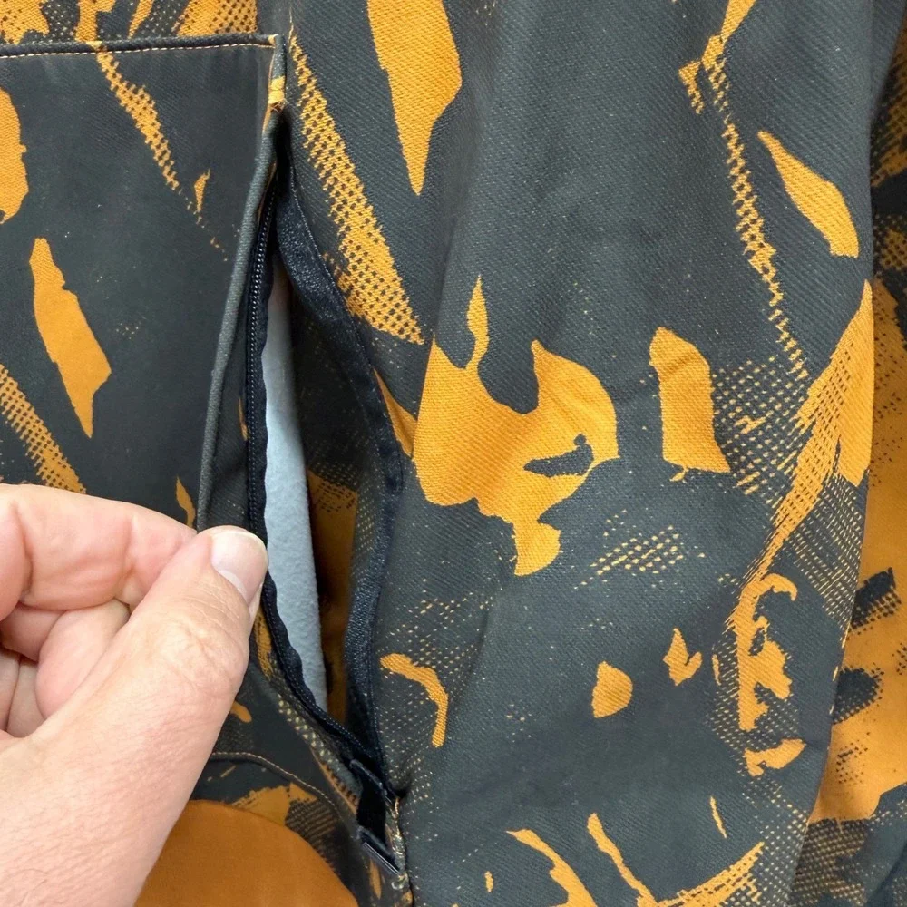 The North Face Mens Orange Black Abstract Graphic Logo Pullover Hoodie Large